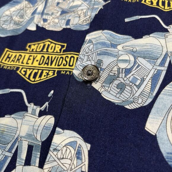 Harley Davidson Mens XL Motorcycle All Over Print USA Made In Hawaii Button Up - Picture 4 of 8